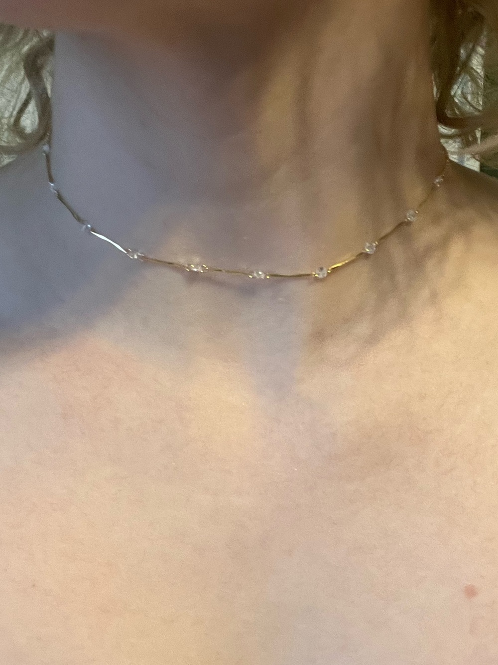 Anthropologie Delicate Gold Beaded Choker Necklace